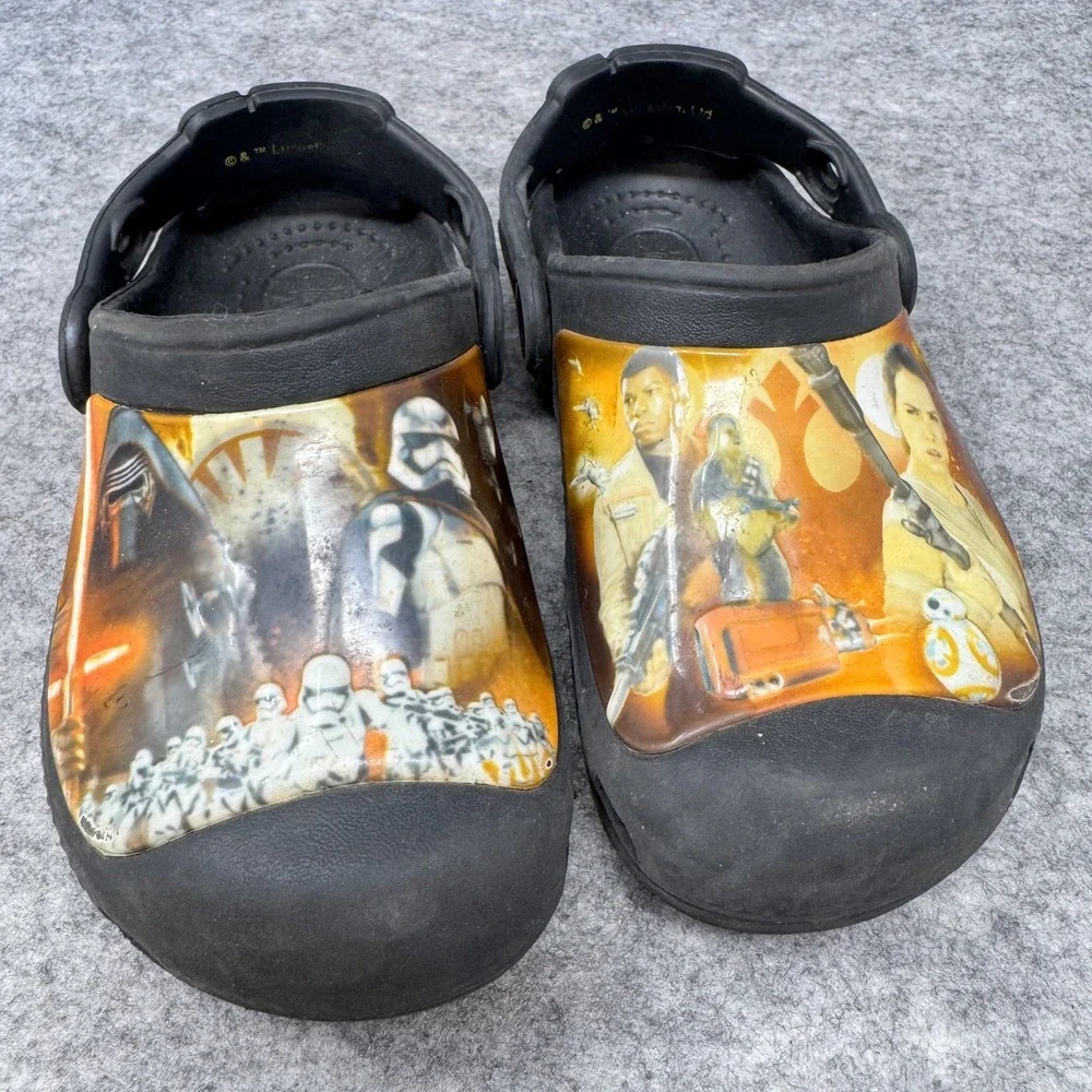 Crocs Star Wars Shoes Boys Size 10/11 The Force Awakens Black Clogs Kids Youth